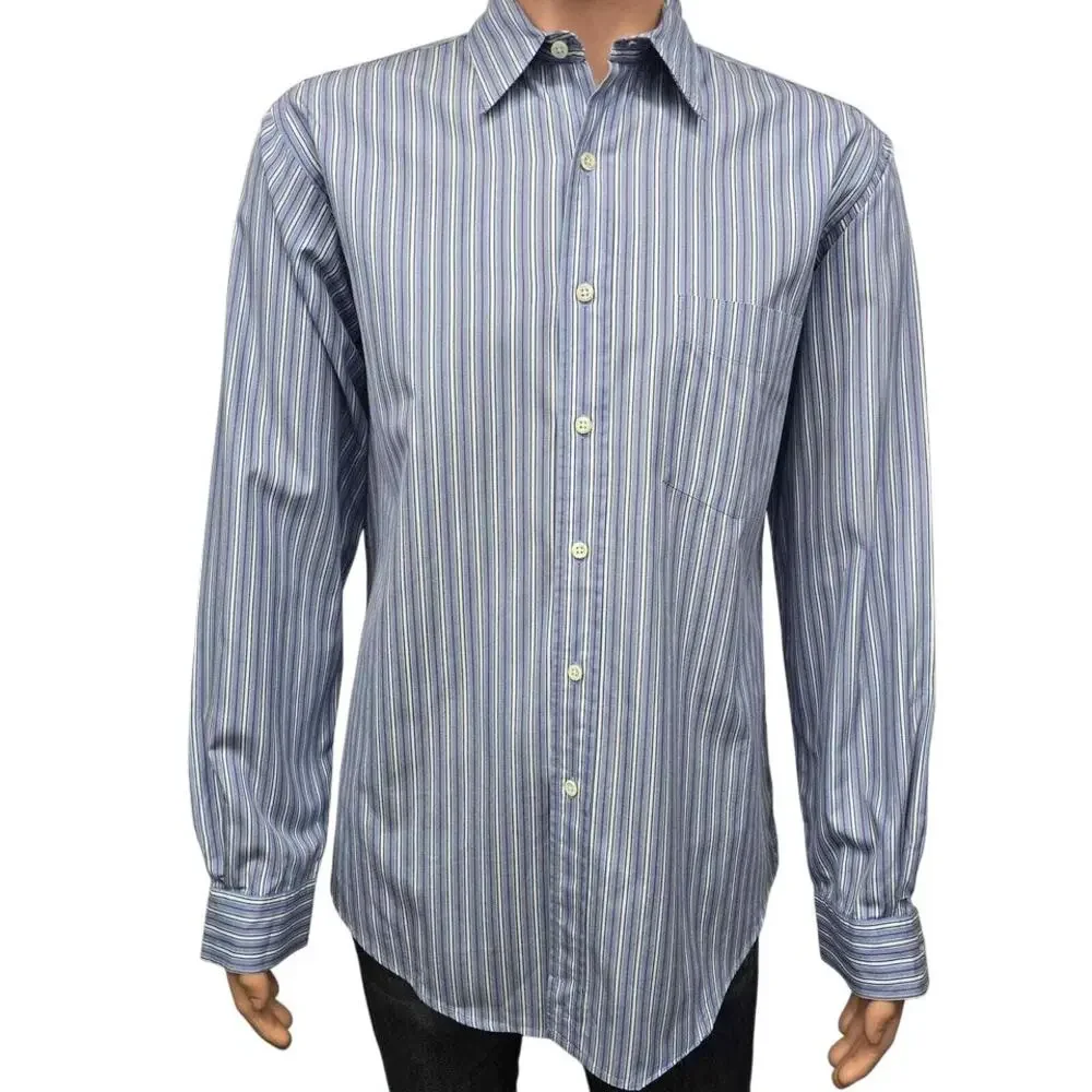 J. Crew Oarsman Label Vintage 90s Dress Shirt Men 16 -35 Blue Red White Striped